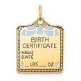 thumbnail image 1 of 14k Yellow Gold Enameled Blue Engravable Birth Certificate Charm, 1 of 4