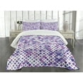 thumbnail image 3 of Ambesonne Lavender Quilted Bedspread Set 3 Pcs, Purple Retro, Queen Size, Violet Purple White, 3 of 5