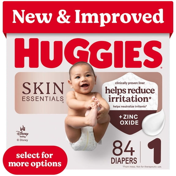 Huggies Skin Essentials Baby Diapers, Size 1 (8-14 lbs), 84 Ct (Select for More Options)