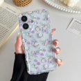 thumbnail image 2 of Biwat-for iPhone 17 Case Cute Floral Pattern Design,Clear Curly Wave Frame Cover for Women,Soft Shockproof Anti-Slip Protective Case for iPhone 17,Purple Flowers, 2 of 4