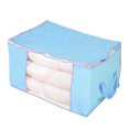 thumbnail image 1 of Bolsa de almacenamiento de colchas no tejidas con ventana transparente para el hogar, a prueba de humedad, diseño horizontal azul, 1 of 8