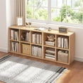 thumbnail image 6 of 6 Cube Organizer Bookcase - Fabric Storage Bins Container, Open Shelf Simple Compartments Bookshelf, Oak, 6 of 10
