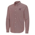 thumbnail image 2 of Men's Antigua Maroon Mississippi State Bulldogs Porter Woven Tri-Blend Long Sleeve Button-Down Shirt, 2 of 3