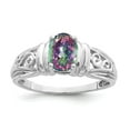 thumbnail image 1 of 14K White Gold Ring Band Gemstone Mystic Fire Topaz Oval Multi-color, Size 5, 1 of 1