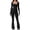 Black, variant on Jumpsuits for Women Square Neck Wide Leg Full Length Romper Playsuit,Women's Square Neck Long Sleeve One Piece Flare Jumpsuit