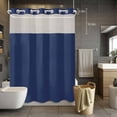 thumbnail image 5 of No Hook Shower Curtain and Liner Set, Navy Blue Washable Fabric Shower Curtains for Bathroom, Bathtub, Modern Solid Color Blue Cosatal Waterproof Bathroom Curtains 60W x 72H, 5 of 9