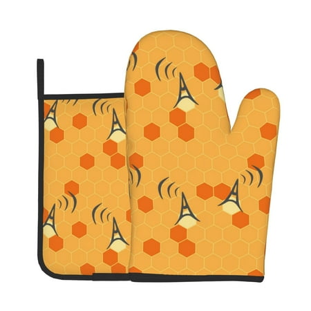 

KLL Honeycomb Pattern Oven Mitts and Pot Holders 2pcs Sets for Kitchen Oven Mitt Heat Resistant 536°F Oven Gloves for Kitchen Cooking and Baking
