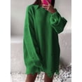 thumbnail image 4 of Women'S Oversized Solid Color Round Neck Long Sleeve Pullover Distressed Knit Sweater Top Green XXXL, 4 of 8