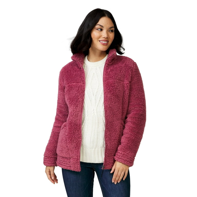 Pink pile coat top