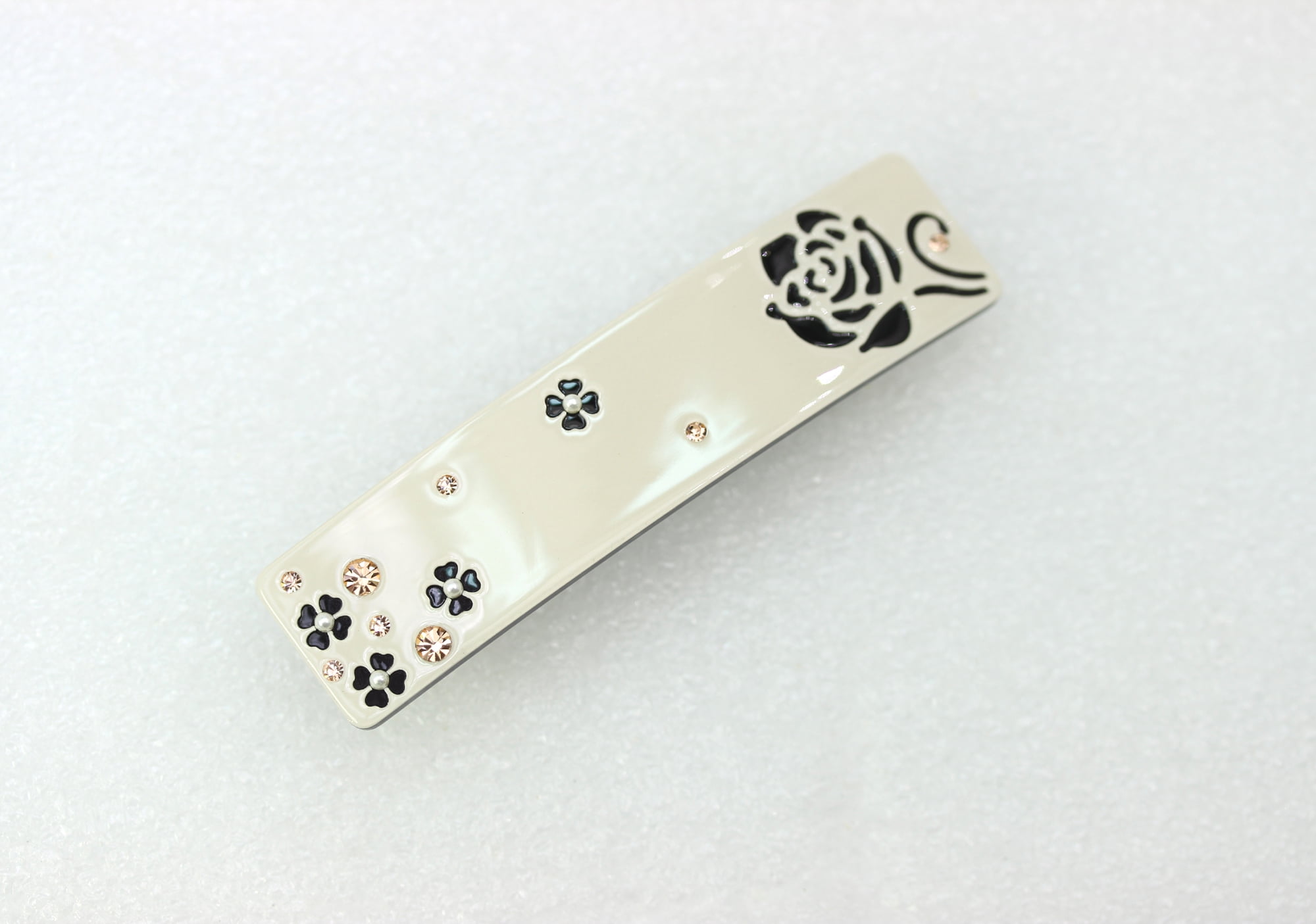 Faship Beige Cellulose Acetate Rose Floral Art Deco Hair Claws Clips