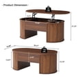 thumbnail image 5 of Wirrytor Lift Top Coffee Table with Storage and Open Storage Shelf, Oval Coffee Table for Living Room, Elliptical Arc Design, Fluted Center Table, Walnut Finish & Spacious Storage,, 5 of 10