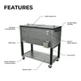 thumbnail image 6 of Permasteel 80 Quart Patio Cooler with Wheels, Rolling Outdoor Cooler, Wood Grain Accent, Gray, 6 of 12