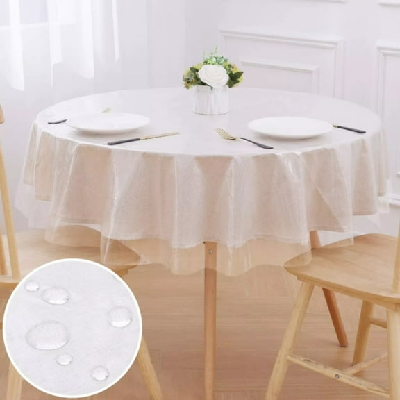 Clear Plastic Tablecloth Protector, round Table Cloth Vinyl (70" Round)