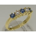 thumbnail image 2 of LBG British Made 14k Yellow Gold Natural Sapphire September Birthstone & Cultured Pearl Womens Eternity Ring - 33 size options - Size 8, 2 of 8