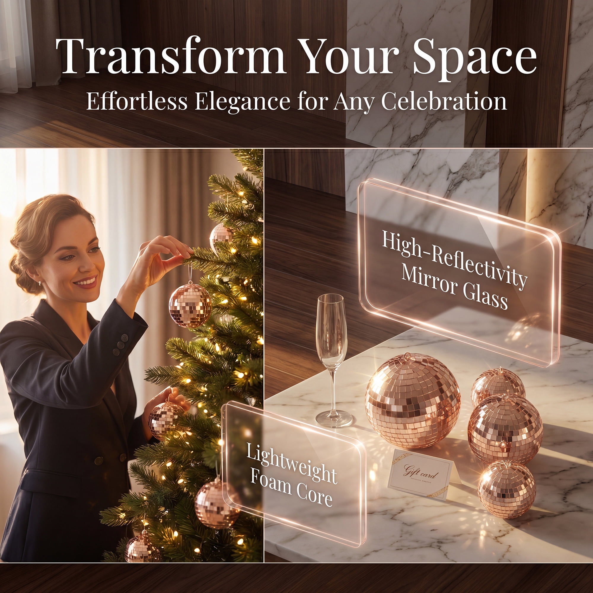 Unique Bargains 10Pcs Mirror Disco Balls for Hanging Sphere Orbs Beige 2"x2"x2"
