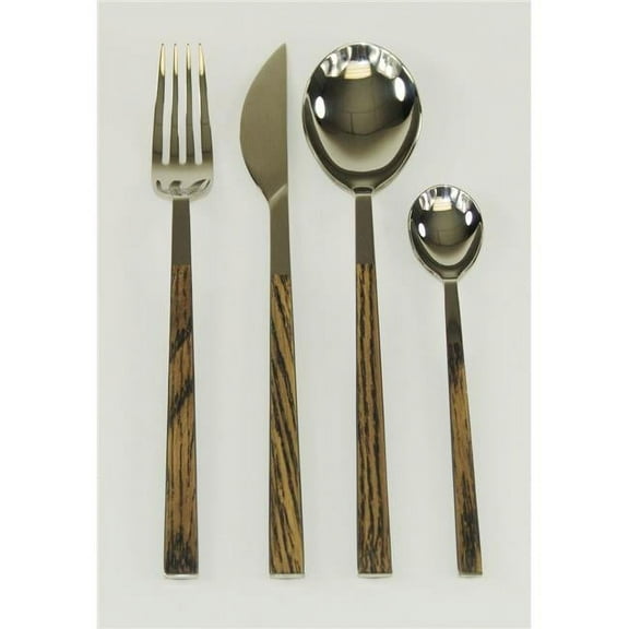 Red Vanilla  Queen Sushi 24-Piece Simulated-Wenge-Wood Flatware Set