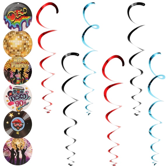 GETAJGHSD 6Pcs 80S Disco Party Hanging Swirl Decorations for Festival and Graduation Decor