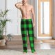 thumbnail image 2 of Balery Buffalo Plaid Green Black Pantalones de pijama para hombre, pijama ultraligero, pantalón de descanso-Small, 2 of 6