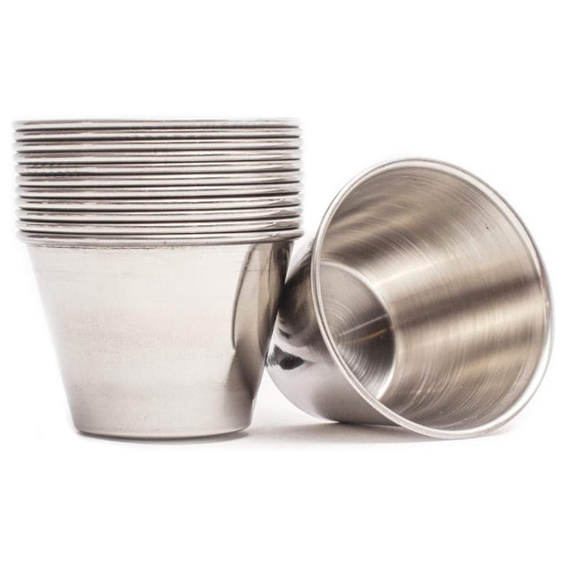 Moldes de acero inoxidable para salsas y condimentos, moldes metálicos de alta calidad, multifuncionales, ideales para salsas frías y calientes, tazas individuales (12 unidades, 75 g)