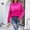 Hot Pink, variant on Women's Elegant Sweater, Baggy Style Long Sleeve Contrast Color Turtle Neck Casual Pullover Tops Green L