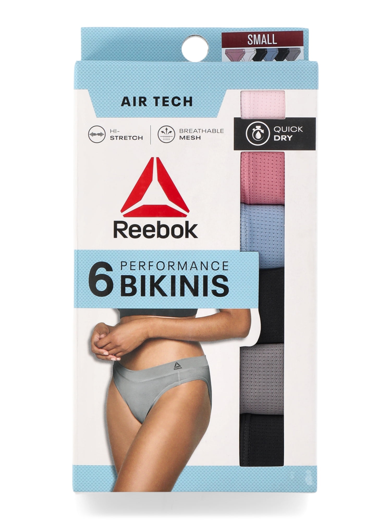 Reebok Women's Air Tech Performance Bikini Panties, 6-Pack, Sizes S-2XL