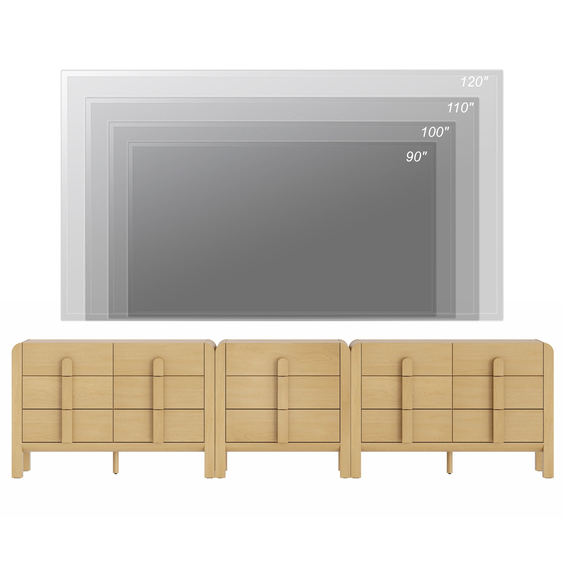 Modern Dresser TV Stand for TVs up to 120 inch, 3-in-1 Wood Media Console Table with 15 Drawers, Mid Century Entertainment Center with Storage for Living Room Bedroom