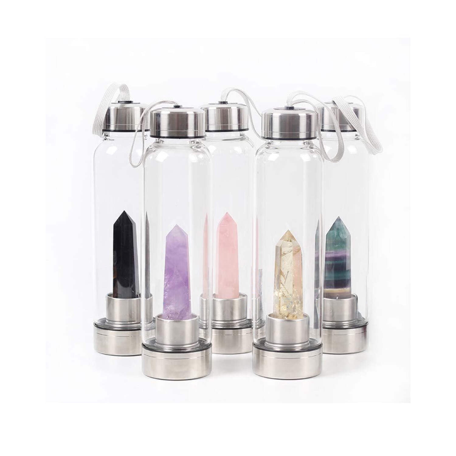 Pure Essence Natural Stone Infused Water In Glass Bottle by VistaShops