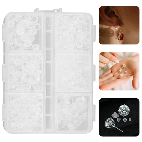 Alvinma 1 Box of Pierced Replacement Backs Silicone Earring Back Safely Locking Ears Studs