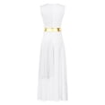 thumbnail image 4 of YONGHS Womens Praise Dance Dress Sleeveless Asymmetrical Worship Lyrical Dance Costume White S, 4 of 7
