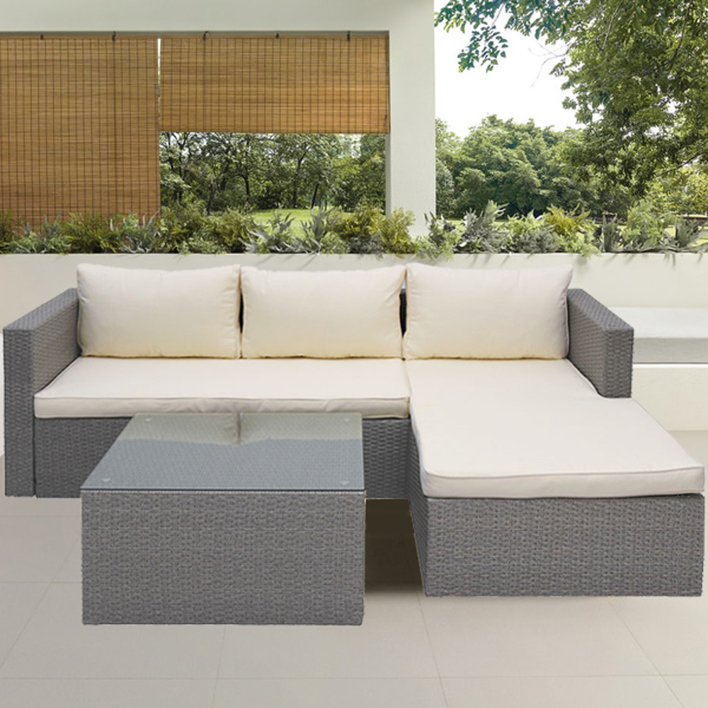 Abble 3 Piece Wicker Patio Sectional Sofa Set with Cushions