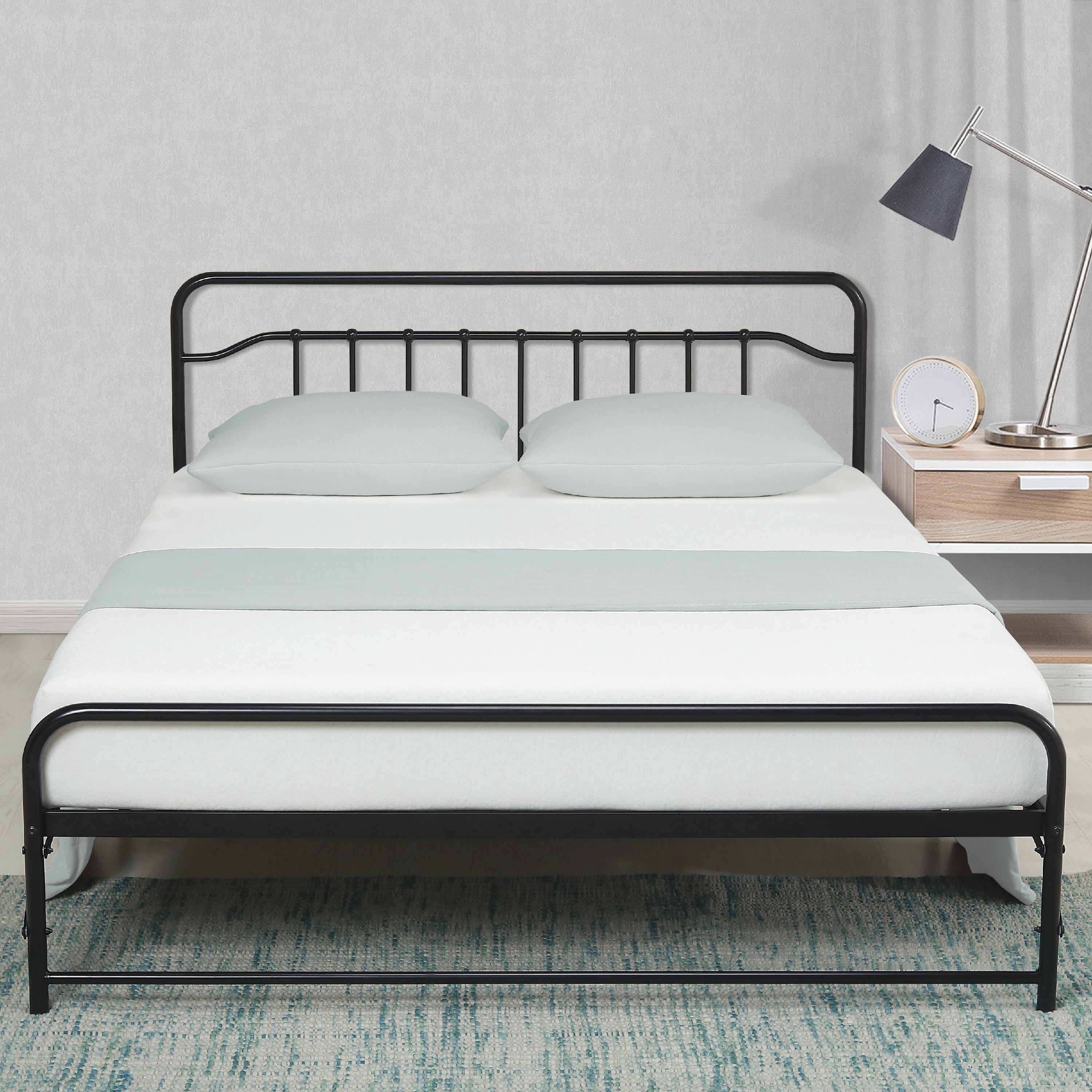 Best Price Mattress 12 Inch All-in-One Easy Setup Metal Platform Bed w/Steel slats and Headboard