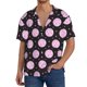 thumbnail image 1 of Fotbe Pink Groovy Disco Ball Camisa Estampada de Manga Corta para Hombre, Casual de Verano, Estilo Playero, Sin Arrugas-XX-Large, 1 of 5
