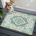thumbnail image 3 of Turquoise Boho Entryway Rug 2'x3'&nbsp; Non Slip Front Door Mats, Vintage Abstract Art Floral Ethnic Tribe Entrance Rugs Indoor Outdoor Carpet, Washable Floor Mats Small Area Rug for Bedroom Kitchen, 3 of 8