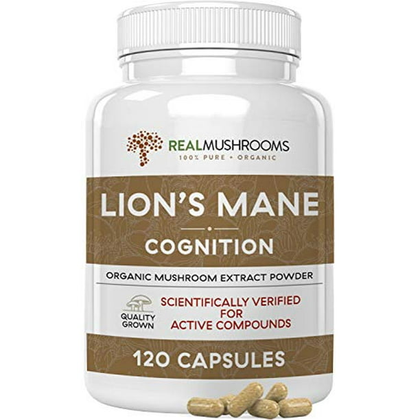 Lion’s Mane Mushroom Cognition Capsules (120caps), Organic Lions Mane ...