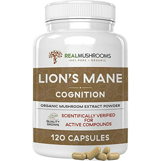 Lion’s Mane Mushroom Cognition Capsules (120caps), Organic Lions Mane