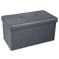 Simplify Faux Leather Double Folding Storage Ottoman Metallic Pewter