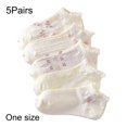 thumbnail image 2 of Byfri 5 Pairs Cartoon Floral Short Socks Polyester Breathable Casual Socks for Women Spring Autumn Style2, 2 of 7