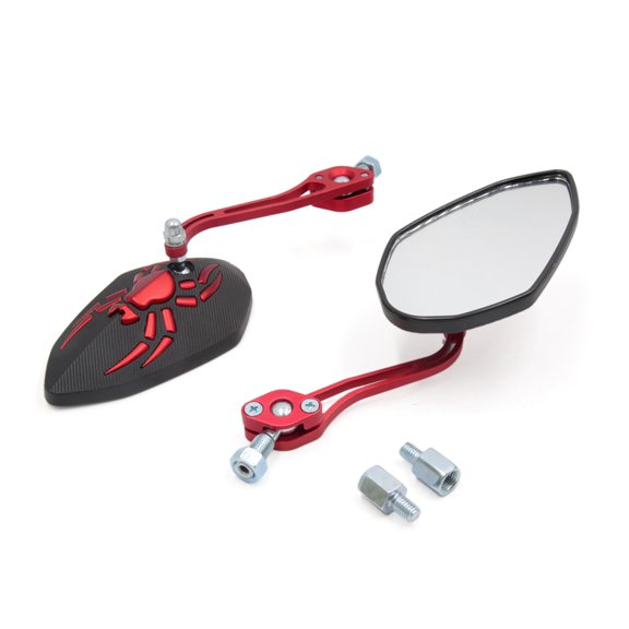 Unique Bargains 8mm 10mm Thread Dia Spider Pattern Motorcycle Motorbike Rearview Mirror Red