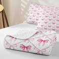 thumbnail image 4 of Manfei Preppy Pink Bowknot Bed Spread Queen For Girls,Fashion Bow Tie Queen Coverlet Set For Kids,3-Piece, 4 of 7