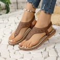thumbnail image 3 of 2025 Womens Sandals Beach, Xunlbb Women's Large Size New Toe Clip Rhinestone Sandals Elastic Flat Shoes(Brown,Size:43), 3 of 6