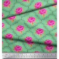 thumbnail image 3 of Soimoi Tissu Crêpe polyester Design Quatrefoil, Imprimé Floral Feuilles & Roses Tissu au Mètre 42 Pouces de Large, 3 of 3