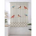 thumbnail image 2 of Sheer Curtains 63 Inch Length, Christmas Cardinal Semi Sheer Curtains Light Filtering Window Treatment, Vintage Winter Birds Brown Plaid Privacy Voile Drapes for Living Room Bedroom 52x63 Inch, 2 of 7
