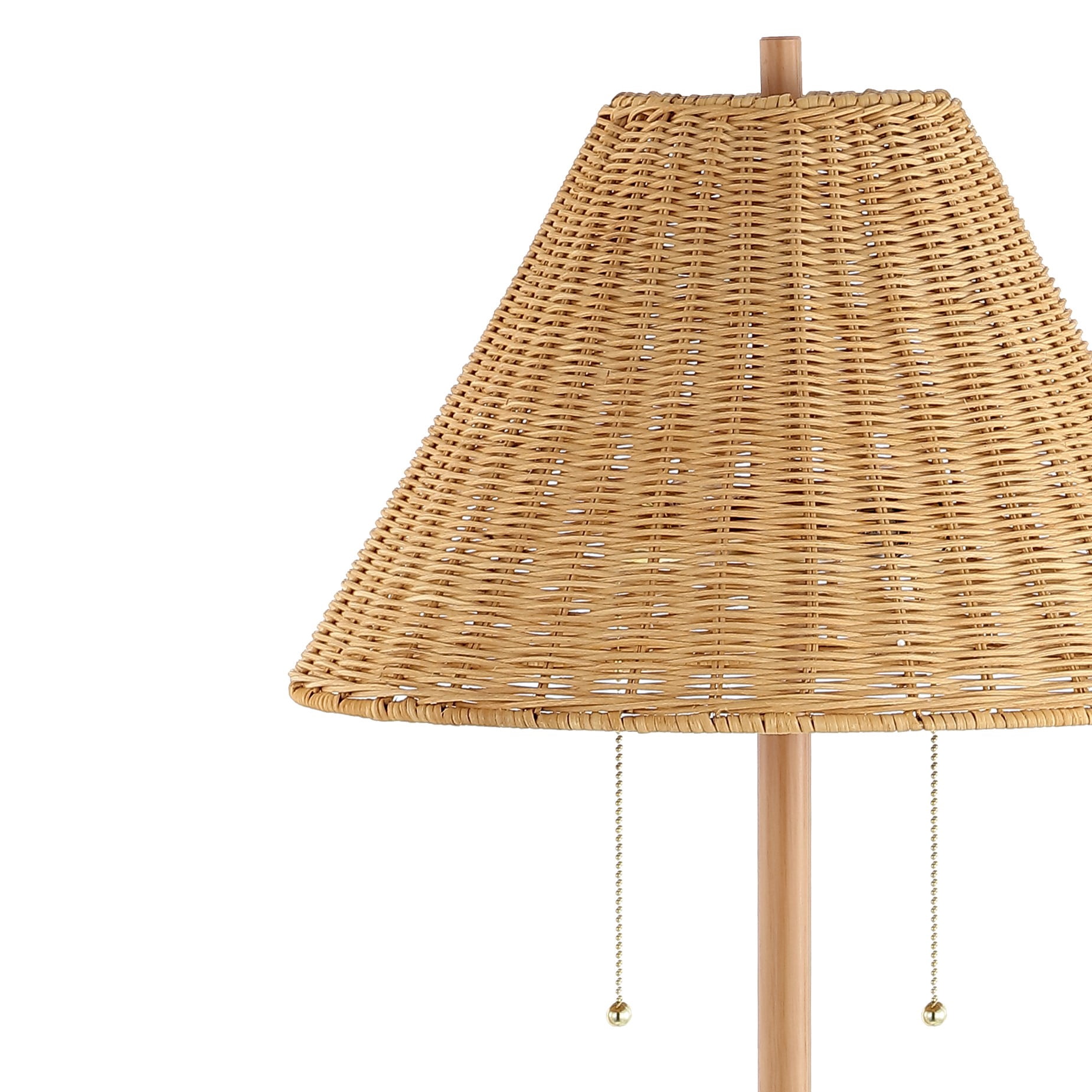 JONATHAN Y Nando 61" 2-Light Coastal Bohemian Iron/Rattan LED Floor Lamp with Pull-Chain, Brown Wood Finish, JYL3092A