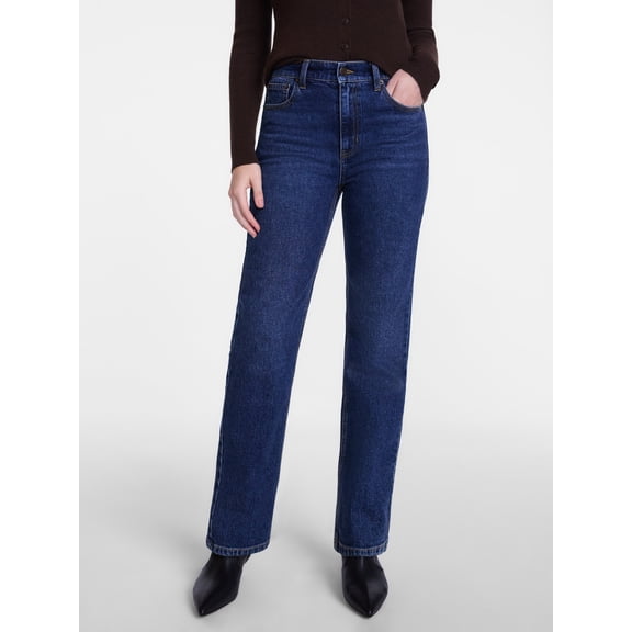 Scenario Women's High Rise Straight Leg Jeans, 30" Regular, 28" Short Inseam, Sizes 0-20, 10S-16S