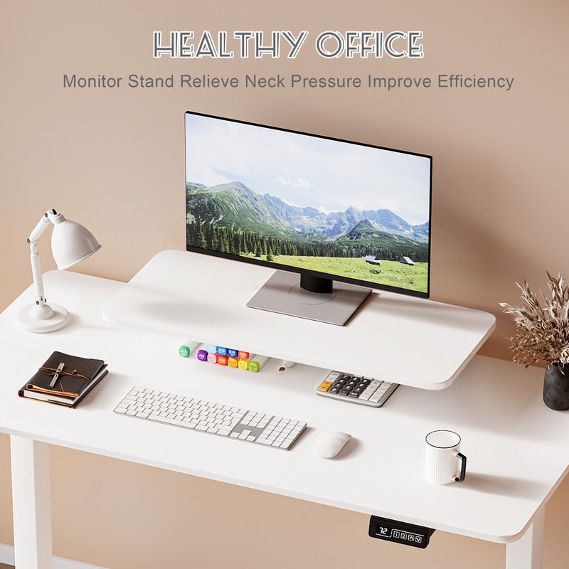 Homall 47" Wide Electric Standing Desk with Monitor Stand Lifting Range 28~46" Height Adjustable Stand Up Office Desk for Home Office, White