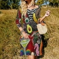 thumbnail image 3 of Beaded Art Vibrant Colorful Fun Women's Fall Dresses Casual Loose Flowy Swing Shift Dress, 3 of 9