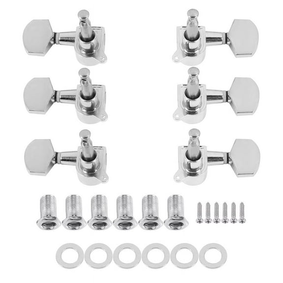 6 Pieces Silver Acoustic Guitar Machine Heads Knobs Guitar String Tuning Peg Tuner(3 for Left 3 for Right)