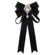 thumbnail image 3 of Pajarita para mujer, elegante pajarita con diamantes de imitación, clásica, formal, color sólido, broche Negro, 3 of 9