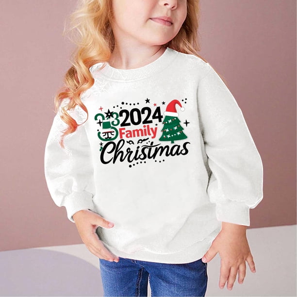 Xihbxyly Sudadera de Invierno, Acogedora Camiseta de Manga Larga con Estampado de Letras, Elegante Diseño de Cuello Redondo, Divertido Estampado Navideño para Salidas Informales, Actividades Escolare