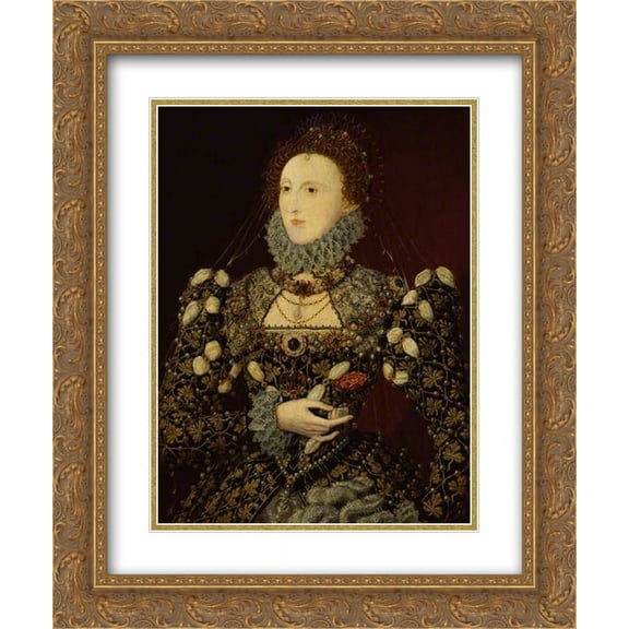 Nicholas Hilliard 2x Matted 20x24 Gold Ornate Framed Art Print 'Queen Elizabeth I'